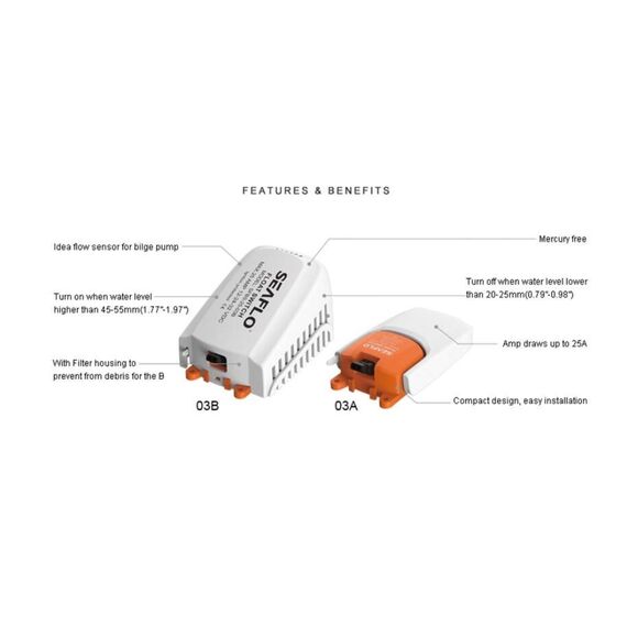 Automático p/ Bombas de Porão c/ Capa Protetora 12/24/32V - 25A - Seaflo