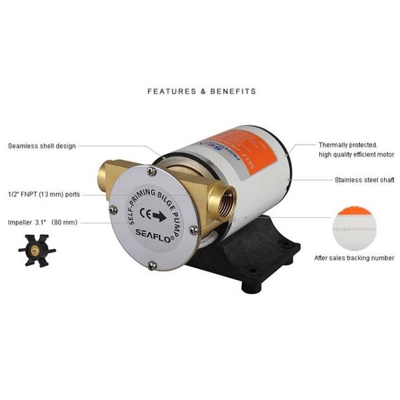 Bomba de Circulação de Resíduos Seaflo 8.0 Gpm - 12v