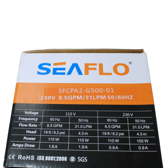 Bomba de Circulação p/ Ar condicionado 24.000 BTU - Seaflo 8.5 Gpm - 230V