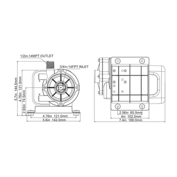 Bomba de Circulação p/ Ar condicionado 24.000 BTU - Seaflo 8.5 Gpm - 230V