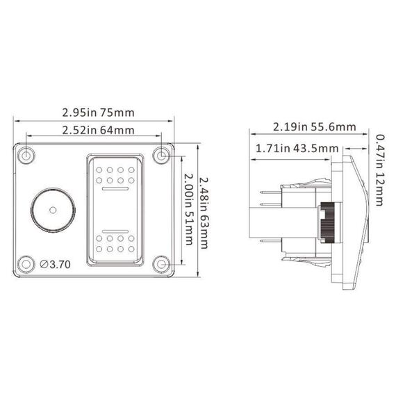 Chave de Painel Blindada p/ Bomba de Porão - Manual/Off/Automático - Alarme - Seaflo