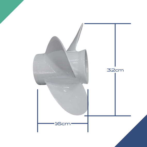 Hélice Yamaha 60-140HP 2T e 90/115HP 4T 13.1/4 x 15 Estriada c/ Escape (Mod: 2 e 4 Tempos)