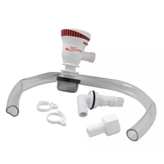 Kit Bomba p/ Viveiro Tsunami 500 Gph - 3.028 Litros Hora - 12v + Filtro + Ponteira Spray