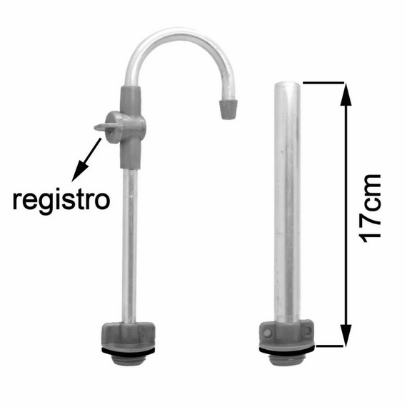 Kit Controle de Nível p/ Viveiro de Isca em Alumínio/Plástico c/ Registro- Tam: 25mm - Haste: 17 cm