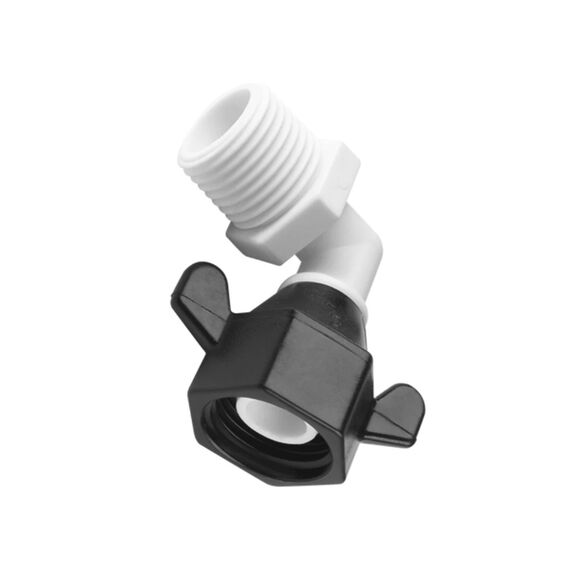 Bico Conector Adaptador de Plástico 90º Bomba Pressurização Rosca p/ Mangueira 1/2 Fêmea E 1/2 Macho