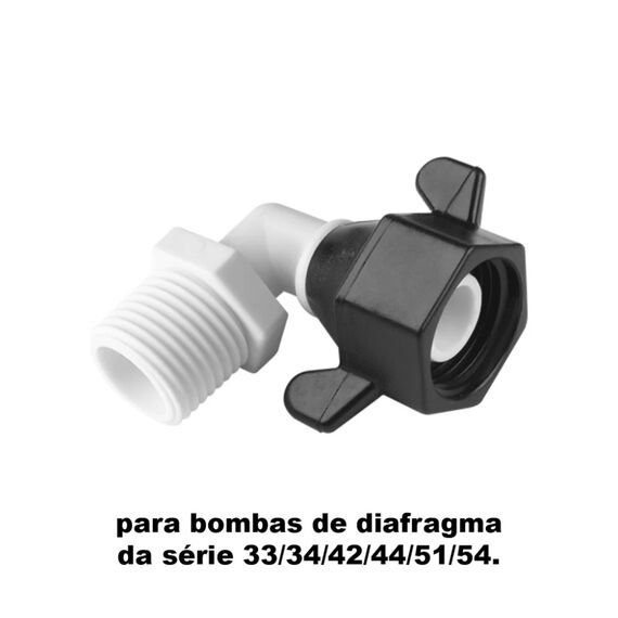 Bico Conector Adaptador de Plástico 90º Bomba Pressurização Rosca p/ Mangueira 1/2 Fêmea E 1/2 Macho