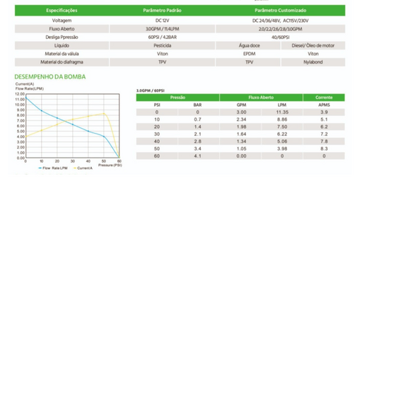 Bomba Água Doce Pressurizadora 3.0 Gpm -12v - 60 PSI - 43YS - INDFLO - AGRICOLA