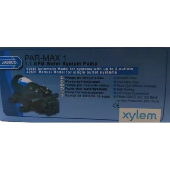 Bomba Água Doce Pressurizadora PAR-MAX Jabsco 1.1 Gpm - 12v