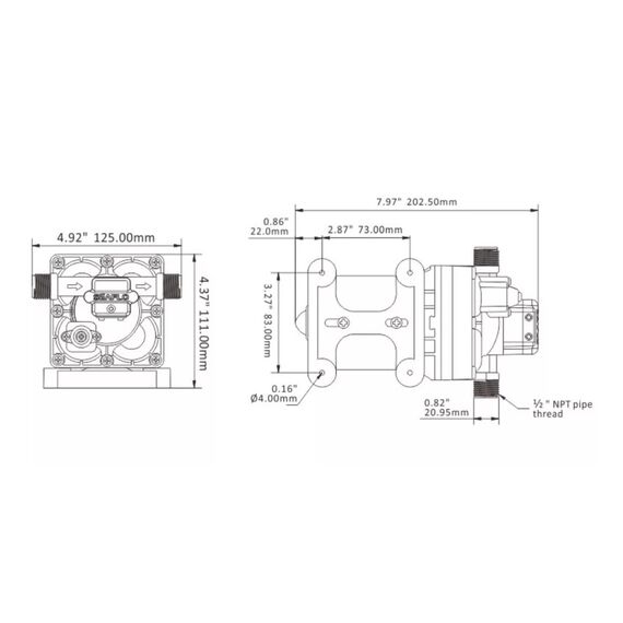 Bomba Água Doce Pressurizadora Seaflo 3.0 Gpm -12v - 55 psi - 42S