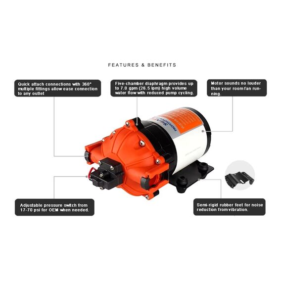 Bomba Água Doce Pressurizadora Seaflo 7.0 Gpm -24v