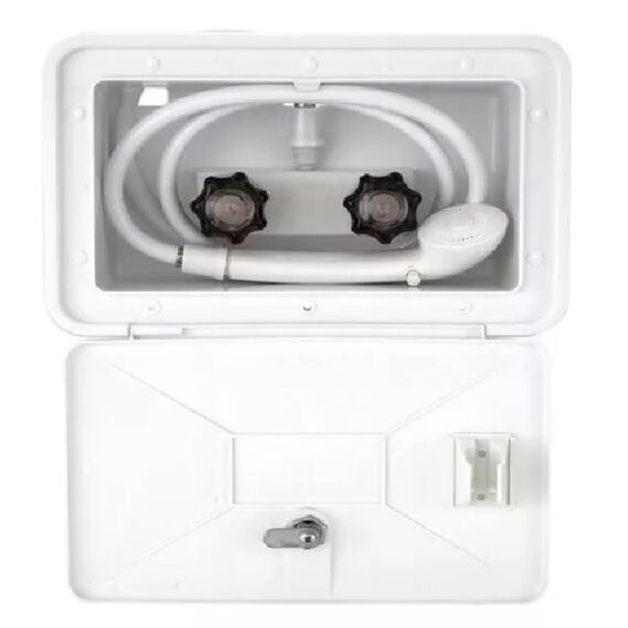 Chuveiro De Popa Com Misturador P/ Embarcações Com Caixa Retangular e Chave