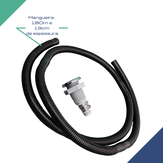Kit De Instalação p/ Bomba de Porão - Mangueira + Saída D´água 3/4 pol - Cinza c/ Capa em Inox - Marine Star