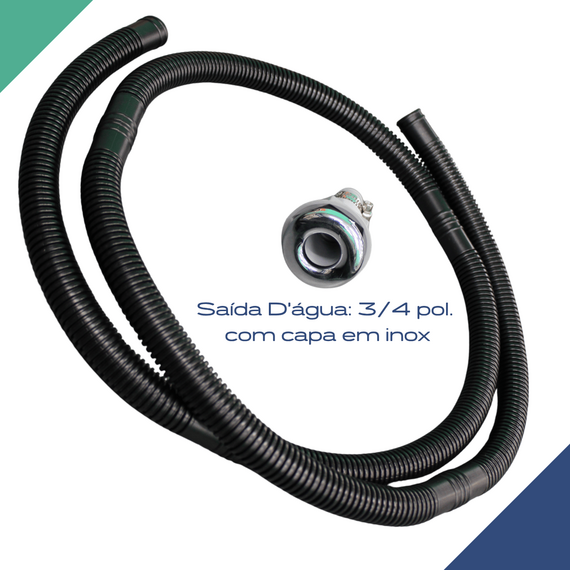 Kit De Instalação p/ Bomba de Porão - Mangueira + Saída D´água 3/4 pol - Cinza c/ Capa em Inox - Marine Star