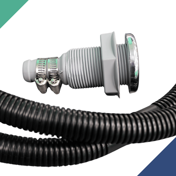 Kit De Instalação p/ Bomba de Porão - Mangueira + Saída D´água 3/4 pol - Cinza c/ Capa em Inox - Marine Star