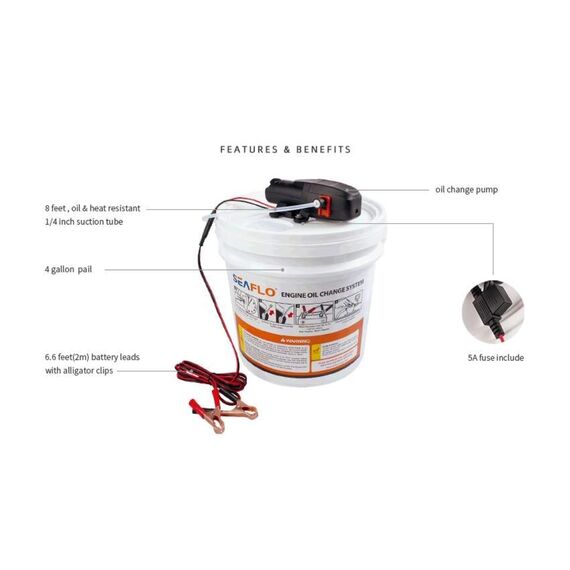 Kit de Transferência de Óleo com Bomba de Pressurização 1,5GPM - 12V - Seaflo