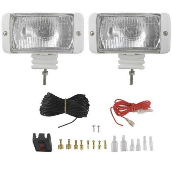 Farol Blindado p/ Targa c/ Corpo em Plástico Branco 12V - PAR - 2 x 55W