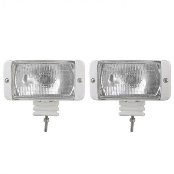 Farol Blindado p/ Targa c/ Corpo em Plástico Branco 12V - PAR - 2 x 55W