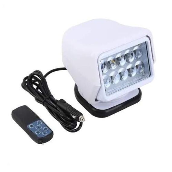 Farol de Busca Direcional p/ Embarcações Com Controle Remoto Sem Fio - 12/24V - LED 50W - Branco