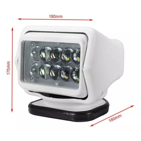 Farol de Busca Direcional p/ Embarcações Com Controle Remoto Sem Fio - 12/24V - LED 50W - Branco