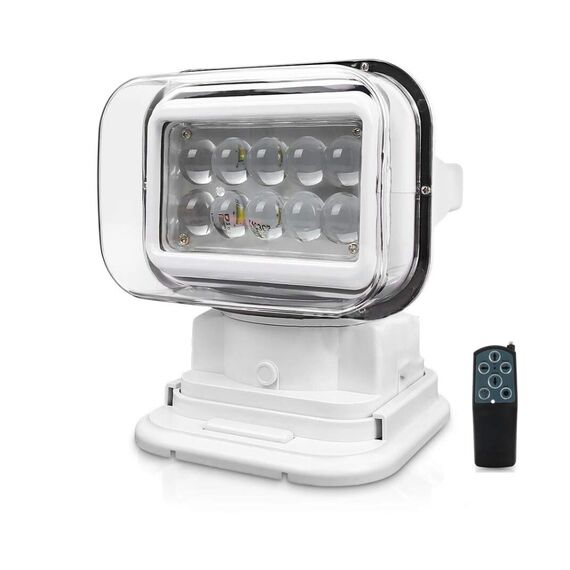 Farol de Busca Direcional p/ Embarcações Com Controle Remoto Sem Fio - 12V - LED 50W - Branco