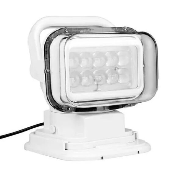 Farol de Busca Direcional p/ Embarcações Com Controle Remoto Sem Fio - 12V - LED 50W - Branco
