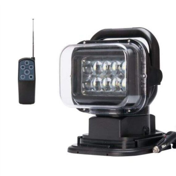 Farol de Busca Direcional Portátil LED Com Controle Remoto Sem Fio 12V - 50W - Preto