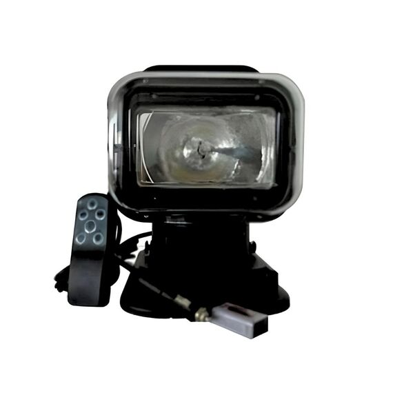 Farol de Busca Direcional Portátil Xenon Com Controle Remoto Sem Fio 12V - 6000k - Preto
