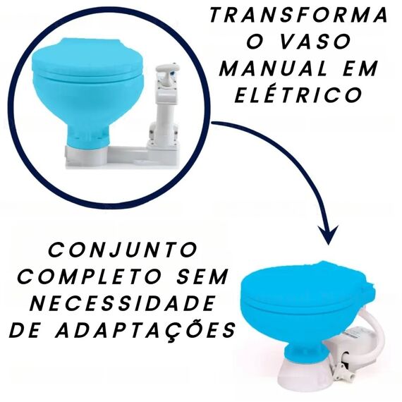 Kit Conversor p/ Vaso Sanitário - Manual p/ Elétrico - Matromarine- 12v