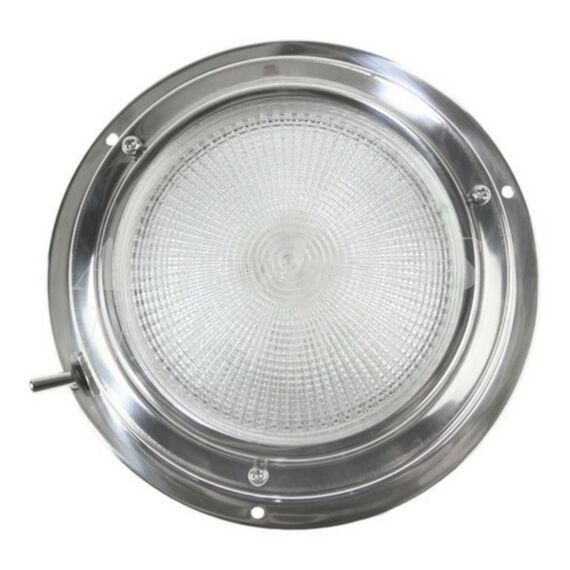 Luz De Cabine / Luminária Redonda 14 cm c/ Interruptor em INOX - 12v
