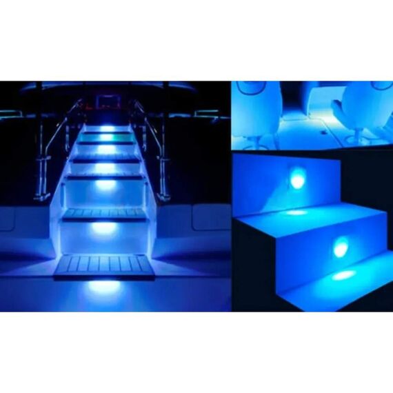 Luz de Cortesia em LED Azul c/ Acabamento em ABS Branco