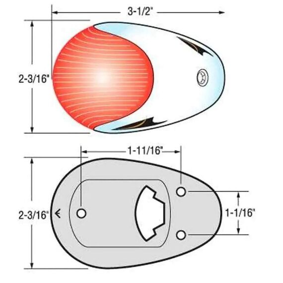 Luz de Navegação BB/BE c/ Tampa de Acabamento em ABS Branco - Attwood