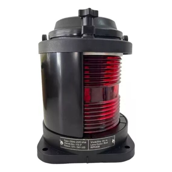 Luz de Navegação BB - Lente Vermelha 112,5°, Corpo em ABS Preto - HORIZONTAL
