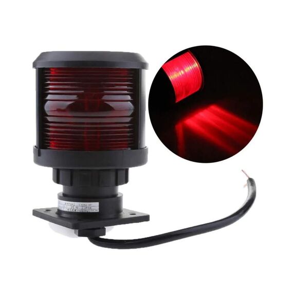 Luz de Navegação BB - Lente Vermelha 112,5°, Corpo em ABS Preto - TOP - 12m