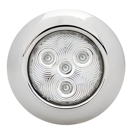 Luz p/ Cabine Interna / Cortesia em ABS Branca - 3 LEDS - 12 V - Sobrepor