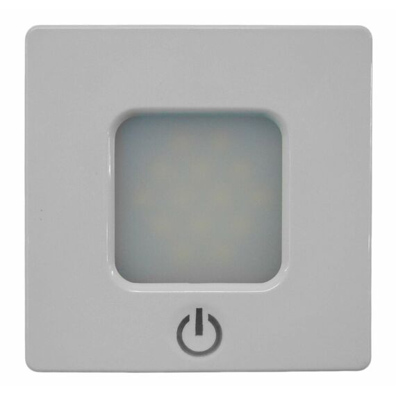 Luz p/ Cabine Interna / Cortesia em ABS Capa Branca Quadrada - 14 LEDS - 12/24 V - Touch