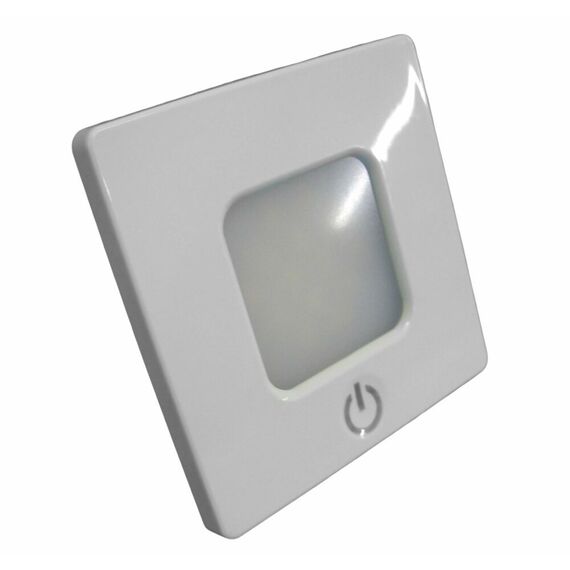 Luz p/ Cabine Interna / Cortesia em ABS Capa Branca Quadrada - 14 LEDS - 12/24 V - Touch