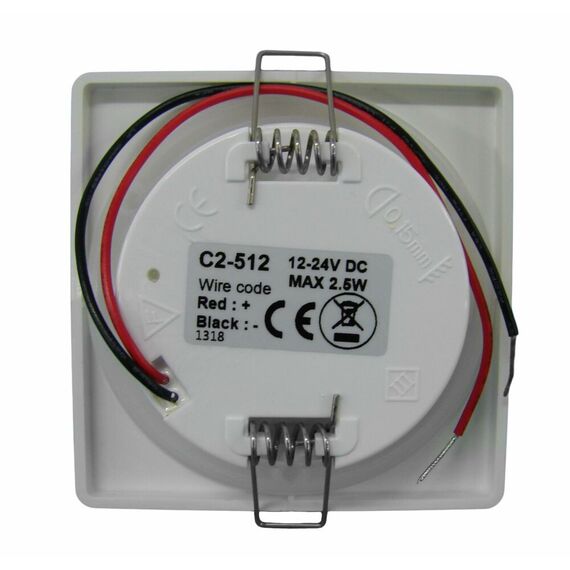 Luz p/ Cabine Interna / Cortesia em ABS Capa Branca Quadrada - 14 LEDS - 12/24 V - Touch