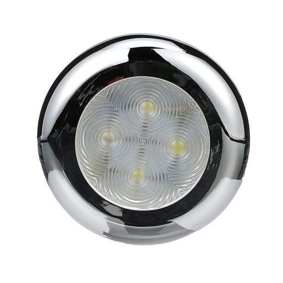 Luz p/ Cabine Interna / Cortesia em ABS Capa Cromada - 6 LEDS - 12 V - Embutir