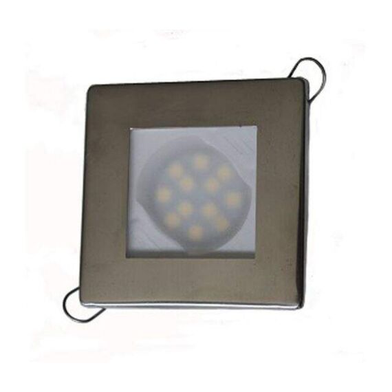 Luz p/ Cabine Interna / Cortesia em ABS Capa Inox Quadrada - 12 LEDS - 12/24 V