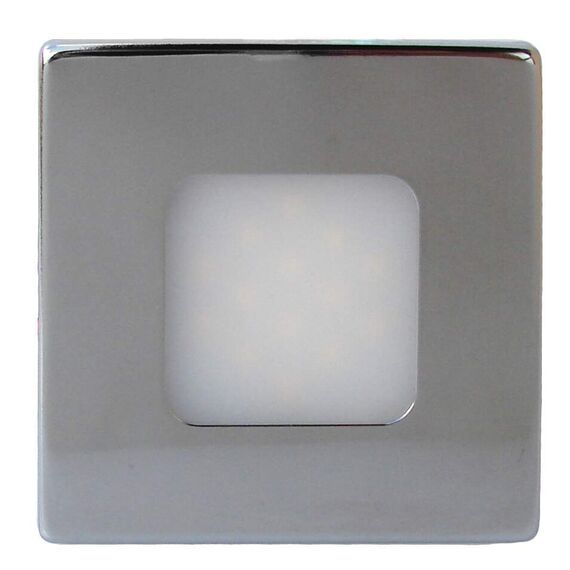 Luz p/ Cabine Interna / Cortesia em ABS Capa Inox Quadrada - 14 LEDS - 12/24 V - Touch