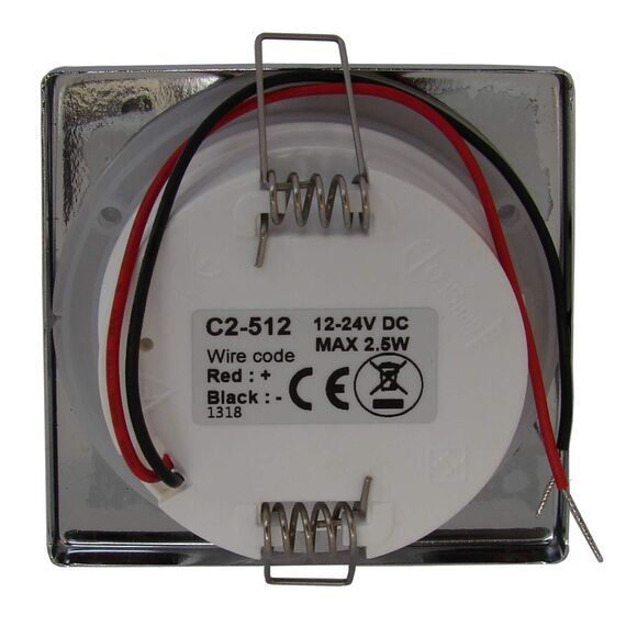 Luz p/ Cabine Interna / Cortesia em ABS Capa Inox Quadrada - 14 LEDS - 12/24 V - Touch