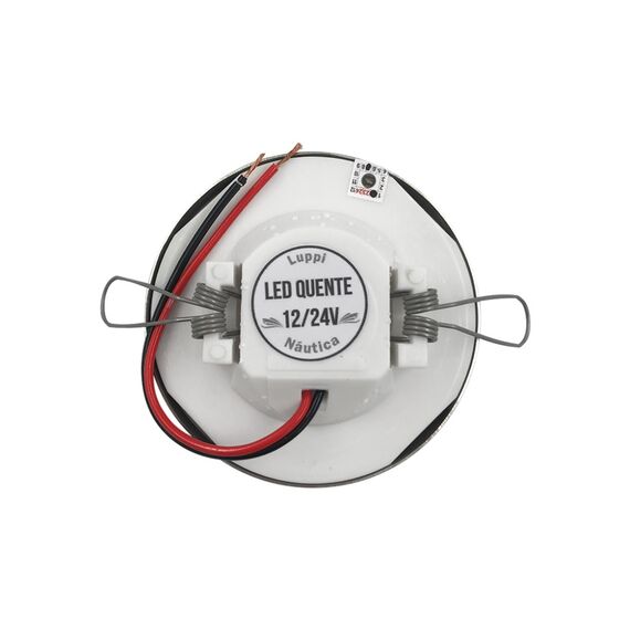 Luz p/ Cabine Interna / Cortesia em ABS Capa Inox Redonda - 12 LEDS - 12/24 V