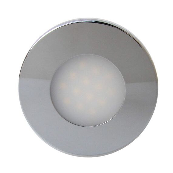 Luz p/ Cabine Interna / Cortesia em ABS Capa Inox Redonda - 14 LEDS - 12/24 V - Touch