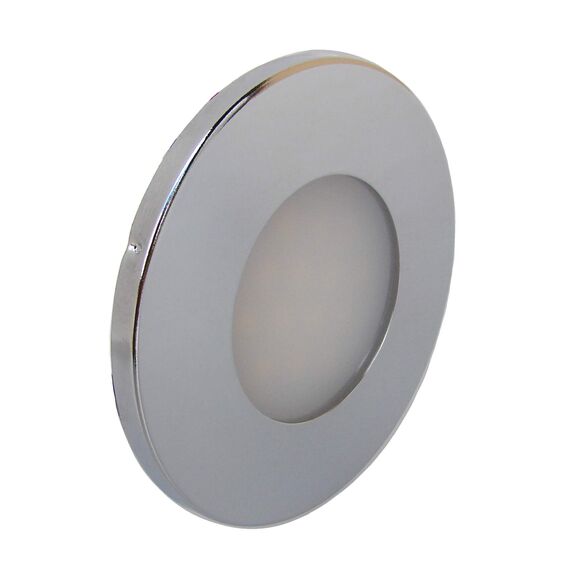 Luz p/ Cabine Interna / Cortesia em ABS Capa Inox Redonda - 14 LEDS - 12/24 V - Touch