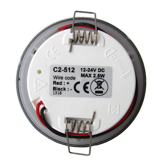 Luz p/ Cabine Interna / Cortesia em ABS Capa Inox Redonda - 14 LEDS - 12/24 V - Touch