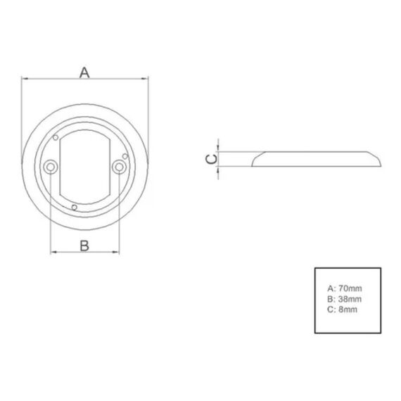 Luz p/ Cabine Interna / Cortesia em ABS Preta - 3 LEDS - 12 V - Sobrepor