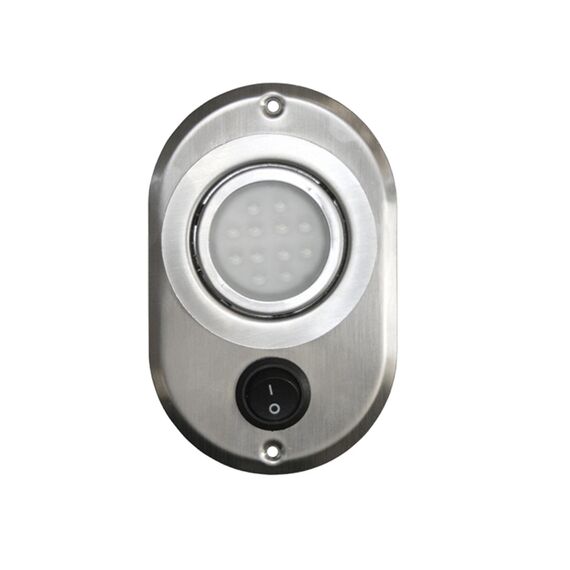 Luz p/ Cabine Interna / Cortesia em Inox de Embutir c/ Interruptor - 12 LEDS - 12 V