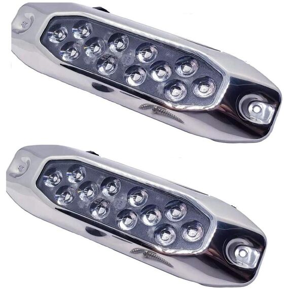 Luz Submergível p/ Embarcações Acabamento em Inox LED Branco - 10-30V - 2 un.