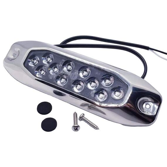 Luz Submergível p/ Embarcações Acabamento em Inox LED Branco - 10-30V - 2 un.