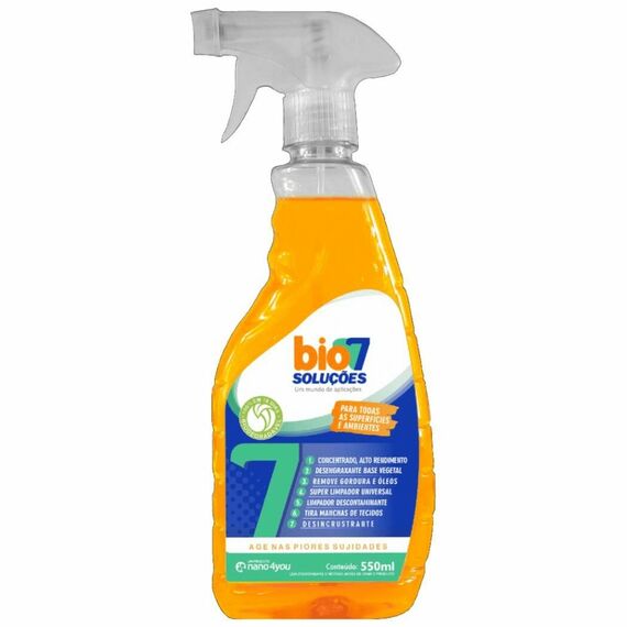 Desengraxante Multiuso Ecologico c/ Bico Pulverizador Bio 7 em 1 - 500 ml - Pronto p/ Uso